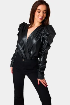 BuddyLove Clothing Label Tops*Joan Surplice Neckline Bodysuit -