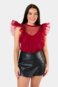 BuddyLove Clothing Label Tops*Kaycee Organza Ruffle Sleeve Top -