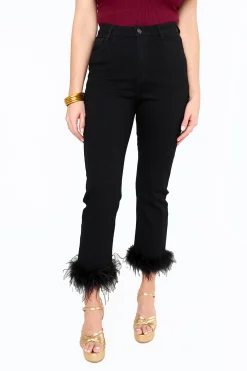 BuddyLove Clothing Label Bottoms*Kyla Feather Trim Pants -
