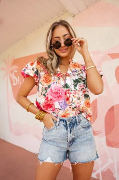 BuddyLove Clothing Label Tops*Leeland Puff Sleeve Top - Love Story