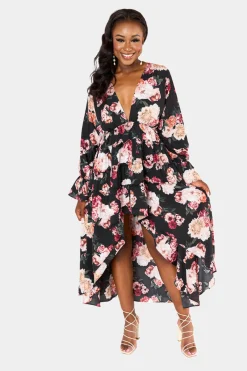 BuddyLove Clothing Label Long Sleeve Dresses | Bump Friendly*Lennon High-Low Dress - Nightfall