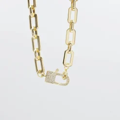 Treasure Jewels, Inc. Jewelry*Lock Crystal Gold Necklace