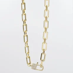 Treasure Jewels, Inc. Jewelry*Lock Crystal Gold Necklace