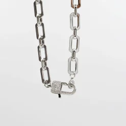 Treasure Jewels, Inc. Jewelry*Lock Crystal Silver Necklace