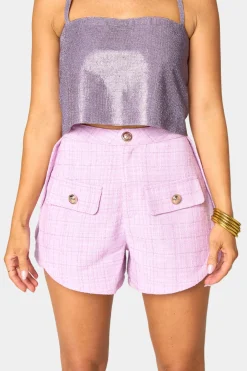 BuddyLove Clothing Label Bottoms*Mae Tweed High-Waisted Shorts - Lavender