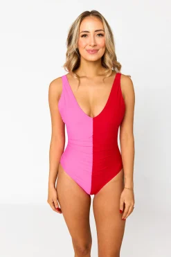 BuddyLove Clothing Label Swim | Swim*Maley Color Block One-Piece Swimsuit - /Red