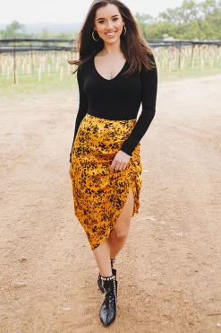 BuddyLove Clothing Label Bottoms | Midi Dresses*Marie Zip Fron Midi Skirt - Tortoiseshell