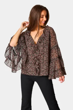 BuddyLove Clothing Label Tops*Mason Long Sleeve Ruffle Blouse - Te Amo