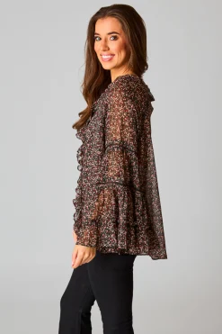 BuddyLove Clothing Label Tops*Mason Long Sleeve Ruffle Blouse - Te Amo
