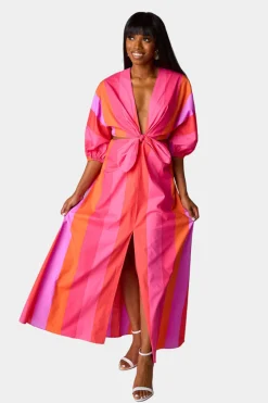 BuddyLove Clothing Label Short Sleeve Dresses | Wedding Guest*Maxine Cut Out Midi Dress - Candy Paint