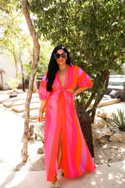 BuddyLove Clothing Label Short Sleeve Dresses | Wedding Guest*Maxine Cut Out Midi Dress - Candy Paint