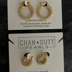 Chansuttpearls Jewelry*MEDIUM DIAMOND HOOPS