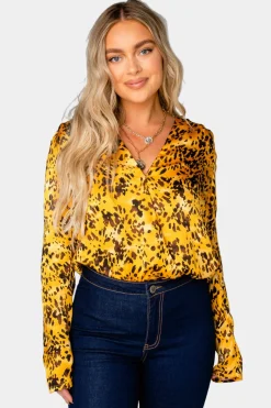 BuddyLove Clothing Label Tops*Melissa Surplice Long Sleeve Bodysuit -
