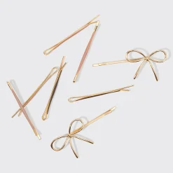 KITSCH Beauty*Metal Enamel Cloud & Bow Bobby Pins 8pc Set - Rosewood
