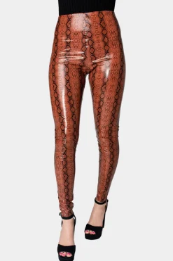 BuddyLove Clothing Label Bottoms*Mila Patent Vegan Leather Legging - Cognac Snake