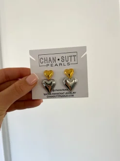 Chansuttpearls Jewelry*MIXED HEART EARRINGS