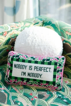 Furbish Studio Home & Gift*Nobody is Perfect Needlepoint Pillow