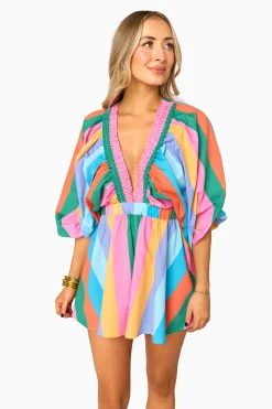 BuddyLove Clothing Label Rompers*Palm Beach Plunge Neck Romper - Jelly Beans