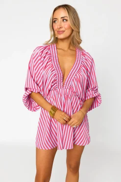 BuddyLove Clothing Label Rompers*Palm Beach Plunge Neck Romper - Lychee