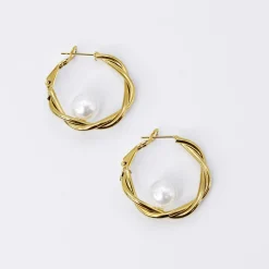 Treasure Jewels, Inc. Jewelry*Pearl Embrace Hoop Earrings