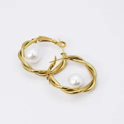 Treasure Jewels, Inc. Jewelry*Pearl Embrace Hoop Earrings