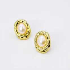 Treasure Jewels, Inc. Jewelry*Pearl Gold Bean Stud Earring