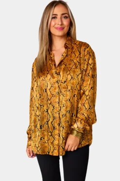 BuddyLove Clothing Label Tops*Portia Loose Button Up Top - Snake Charmer