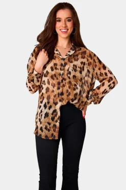 BuddyLove Clothing Label Tops*Portia Loose Button Up Top - Prowl