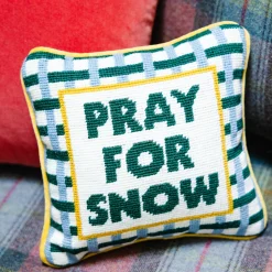 Furbish Studio Home & Gift*Pray For Snow Needlepoint Pillow