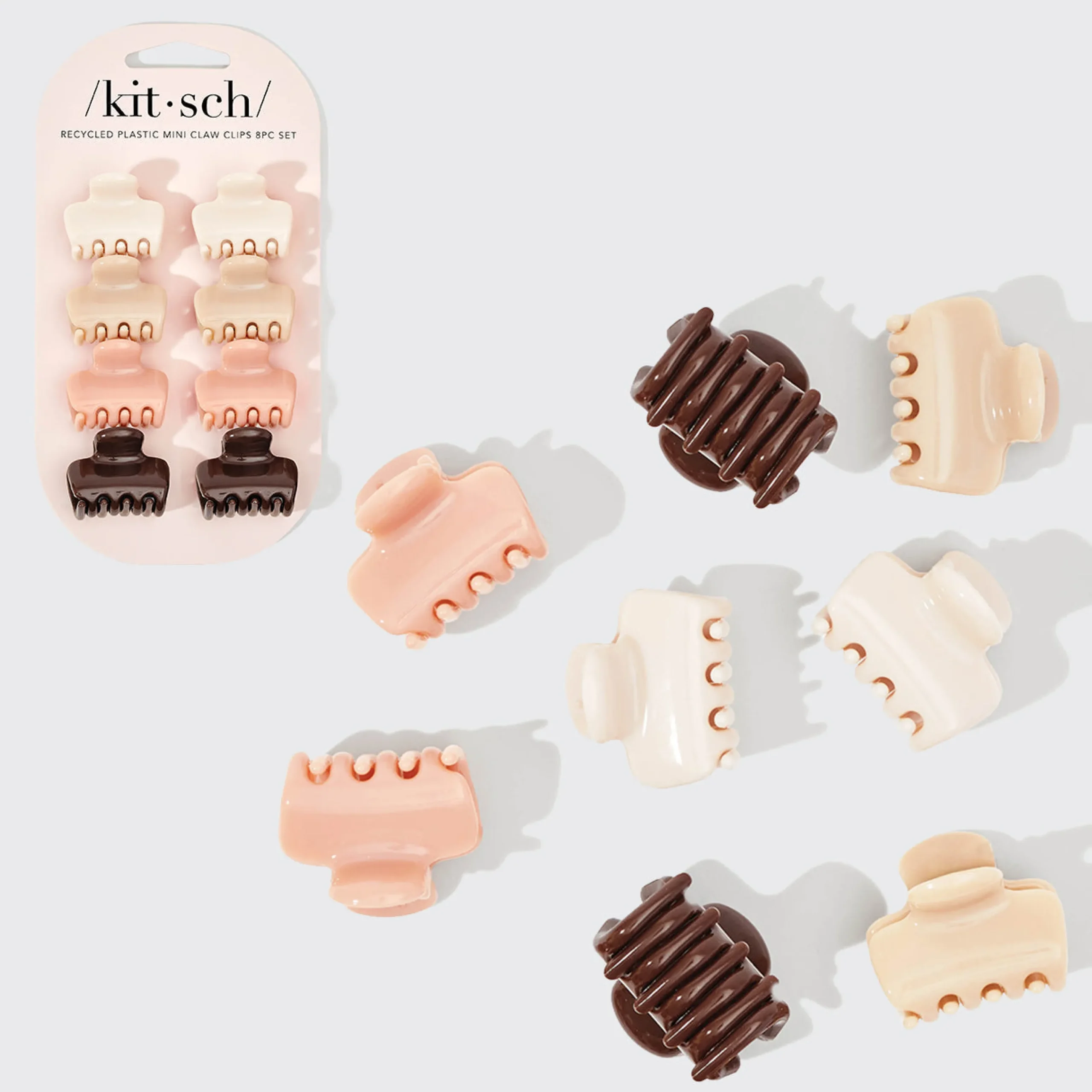 KITSCH Beauty*Recycled Plastic Mini Cloud Claw Clips 8pc Set - Rosewood