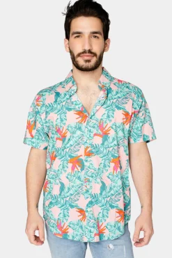 BuddyLove Clothing Label Tops*Robert Button Down Dress Shirt - Hibiscus