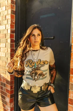 Wild Junkie Tops*Rodeo Bronc Rider Graphic Tee