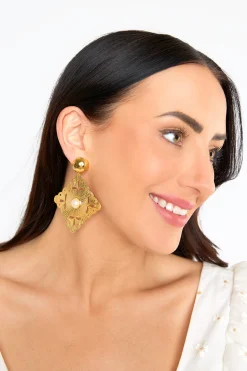 Treasure Jewels Jewelry*Rombo Statement Earrings - Pearl