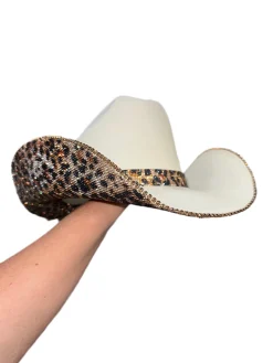 Rhinestone Cowgirl Hats*Sand and Leopard Square Style Cowgirl Hat