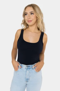 BuddyLove Clothing Label Tops*Sawyer Scoop Neck Bodysuit - Pitch