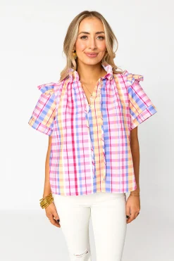 BuddyLove Clothing Label Tops*Shauna Ruffle Shoulder Top - Gelato