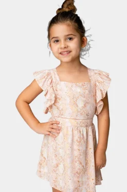 BuddyLove Clothing Label Tween | Tween + Girls*Shiloh Girl's Flutter Sleeve Dress - Moroccan