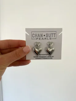 Chansuttpearls Jewelry*SILVER HEART EARRINGS