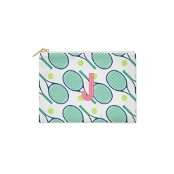 CB Studio Home & Gift*Single Initial - Large Flat Zip Pouch Tennis Green - New!