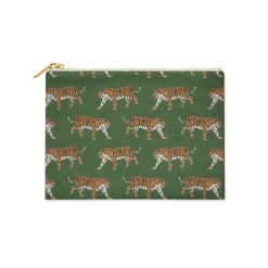 CB Studio Home & Gift*Single Initial - Large Flat Zip Pouch Tiger Green - New!