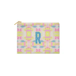 CB Studio Home & Gift*Single Initial - Small Flat Zip Pouch Mila Citrus Pink - New!