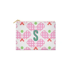 CB Studio Home & Gift*Single Initial - Small Flat Zip Pouch Pickleball Pink - New!
