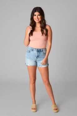 Hidden Bottoms*Sofie Side Slit Denim Shorts - Light