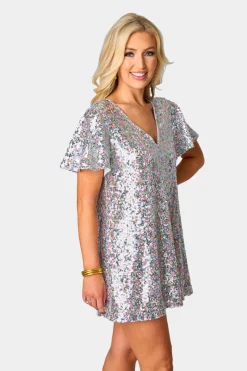 BuddyLove Clothing Label Short Sleeve Dresses | Party Dresses*Taya Sequin Short Dress - Funfetti