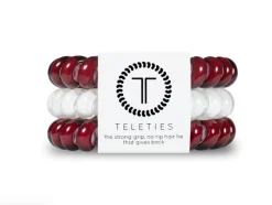 Teleties Hair Accessories*Large Ponytail Holder - Maroon/White