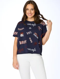 Stewart Simmons Tops*The Auburn Sequin Spirit Tee