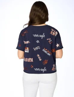 Stewart Simmons Tops*The Auburn Sequin Spirit Tee