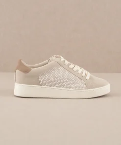 Oasis Society Shoes*The Berne | Light Grey Pearl studded paneled sneaker