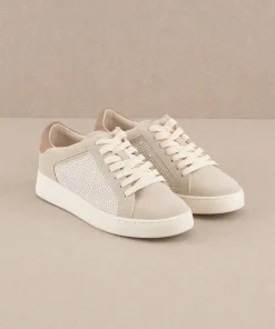 Oasis Society Shoes*The Berne | Light Grey Pearl studded paneled sneaker