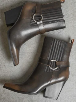 Oasis Society Shoes*The Carson | Distressed Leather Moto Bootie
